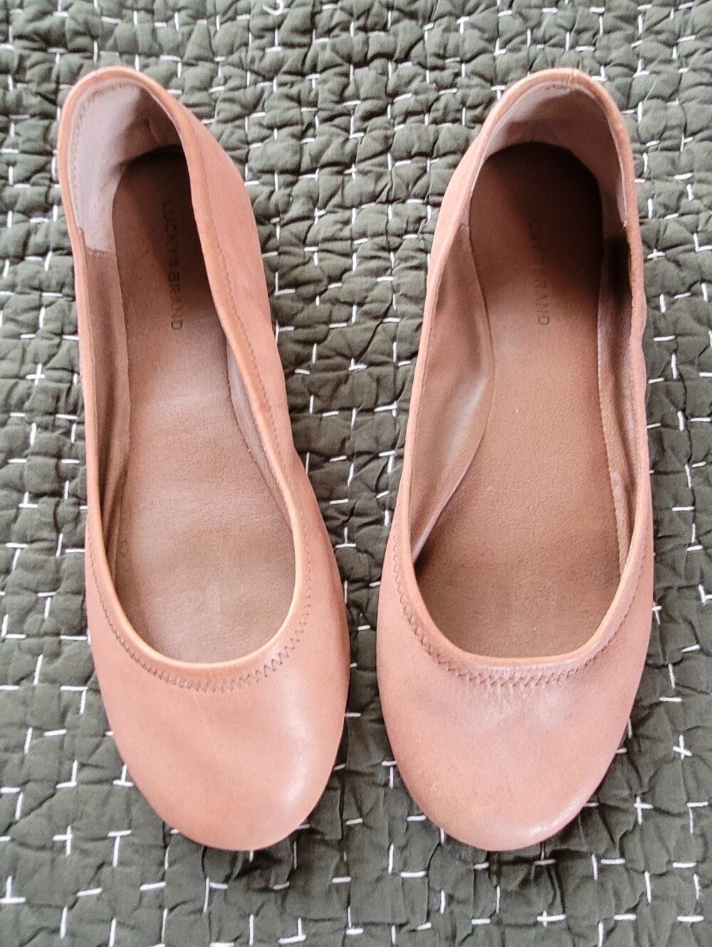 Lucky Brand Women's Tan Leather Ballet Flats-Size 8